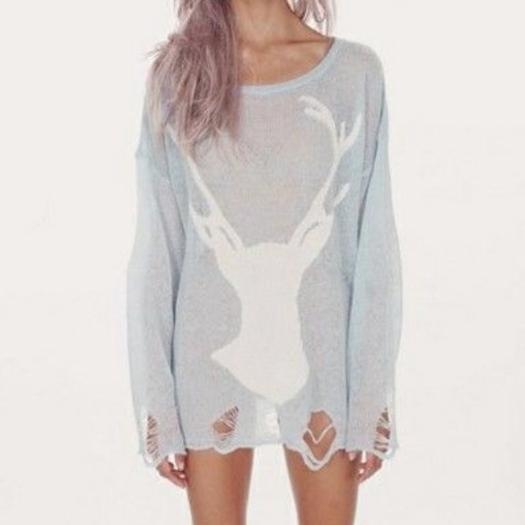 NWOT wildfox deer shredded sweater