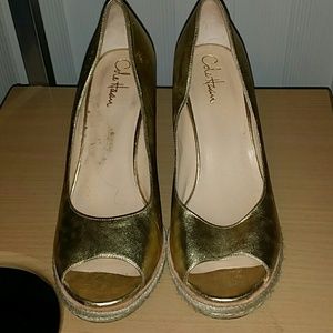 Cole haan gold wedges