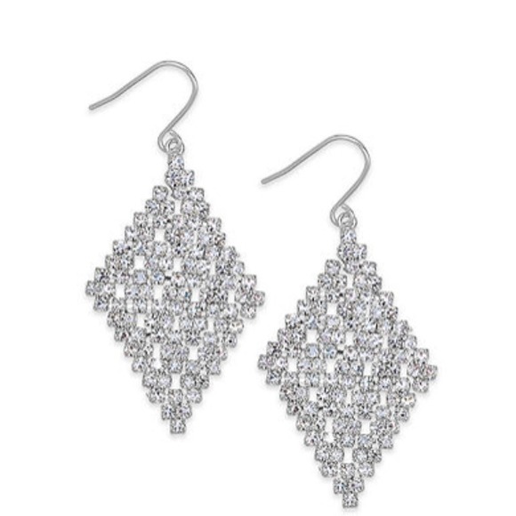 ??Ralph Lauren silvertone crystal drop earngs????