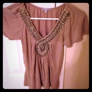 Tan embellished top