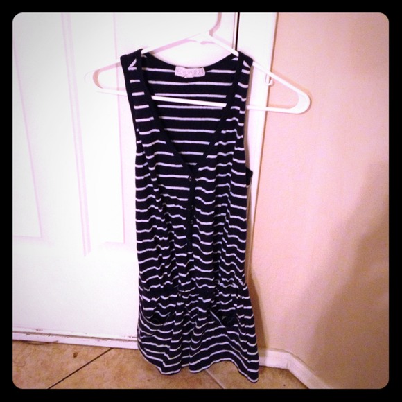 Navy and white romper
