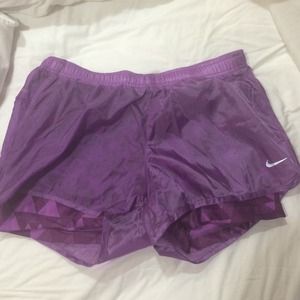 Purple nike shorts with built in spandex