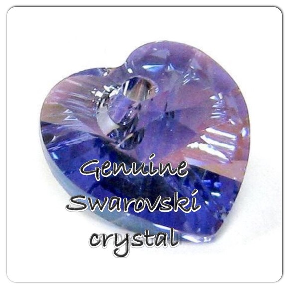 Swarovski Crystal Heart Charm Tanzanite Ab 10mm
