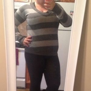 Dark and Light Grey V Neck Longsleeve