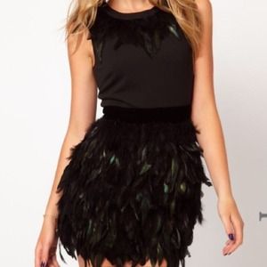 ASOS Petite Black Feather Dress