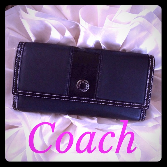 Coach black checkbook wallet