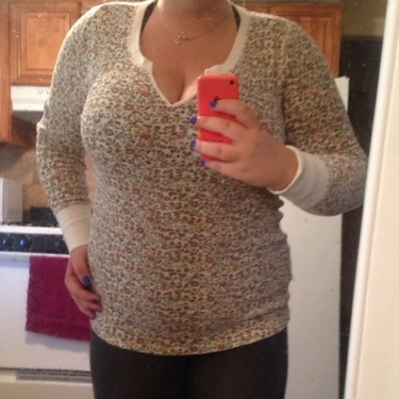 Floral V Neck Long Sleeve