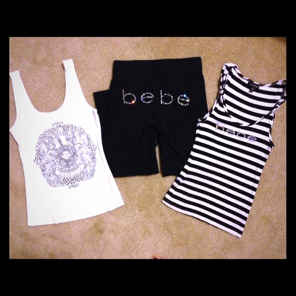 Bebe 3 piece bundle! 2 tops and matching capris!