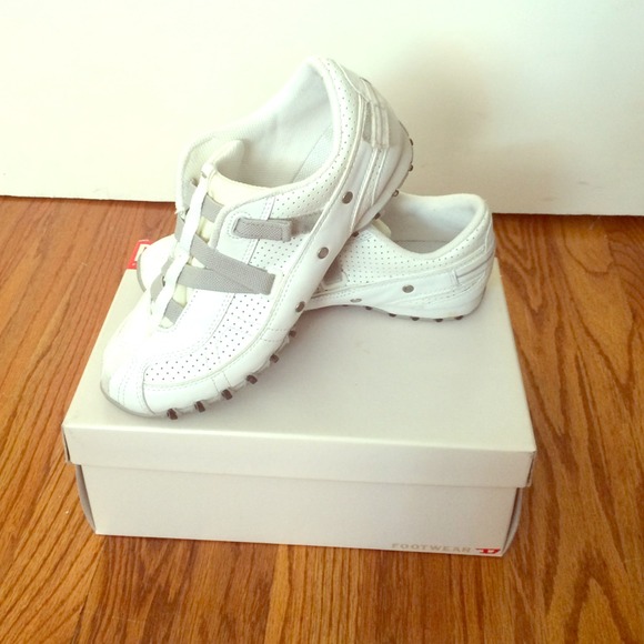 Diesel white sneakers size 4.5; fits size 5.5/6
