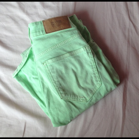 h&m mint/light green skinny jeans