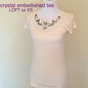 LOFT Tops - 🆕slim fit, crystal embellished tee. LOFT sz XS! LOFT Tops - 🆕slim fit, crystal embellished tee. LOFT sz XS!