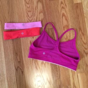 Lulu bra and 2 headbands