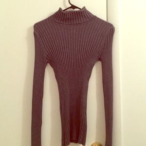 Gray Slim-Fit Turtleneck Sweater