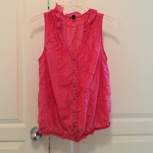 Pink and Orange Sleeveless Blouse