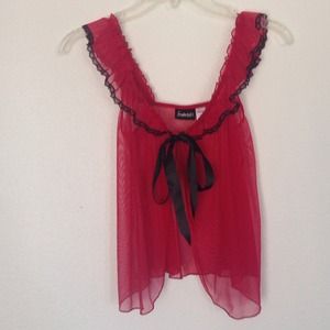 💋 Sheer black & red lingerie top 💋