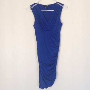 Blue scrunched bodycon dress