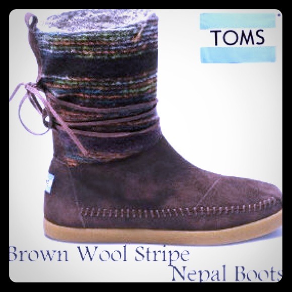 TOMS Nepal brown wool stripe boots