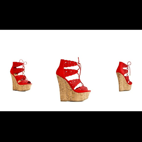 Red Wedged Shoes