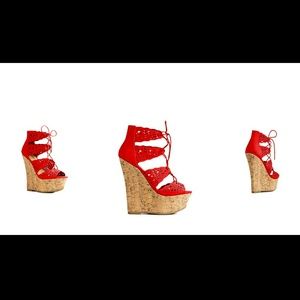 Red Wedged Shoes