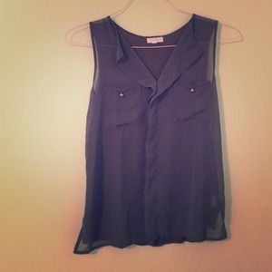 Hunter green chiffon shirt