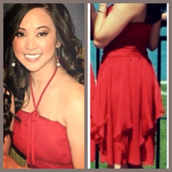 David's Bridal Strapless Chiffon Dress