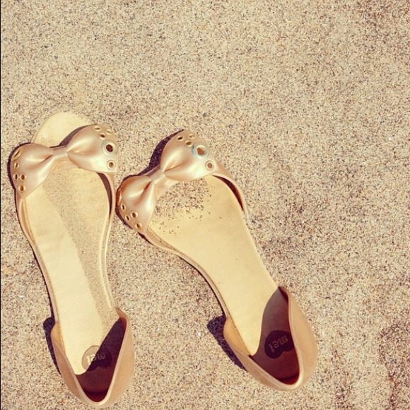 Gold Jelly Bow Flats