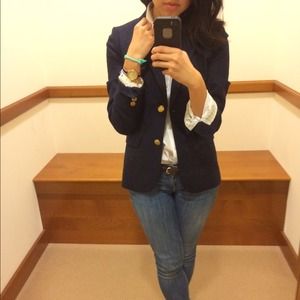 JCrew Navy Gold Button Blazer