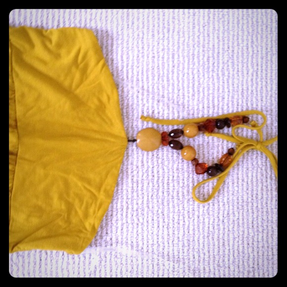 Forever 21 Mustard Beaded Halter - XS