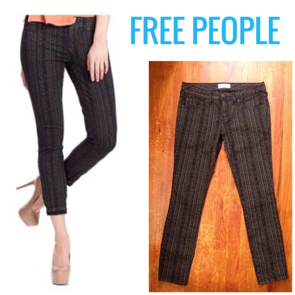 Free People Denim - 🔴SOLD🔴NEW FREE PEOPLE GEO STRIPE SKINNY JEANS