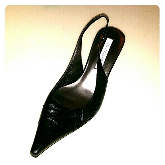 Black leather slingback heels