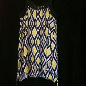 Black, white, and yellow dress from Dillard's.