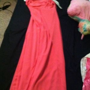 Pink bridesmaids dress.