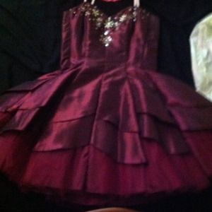 Beautiful maroon frilly dress with beading