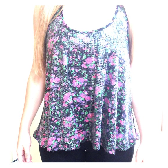 Sequin Floral Tank Top