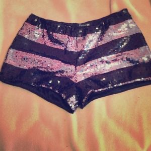 Silver and black completely sequin short shorts !