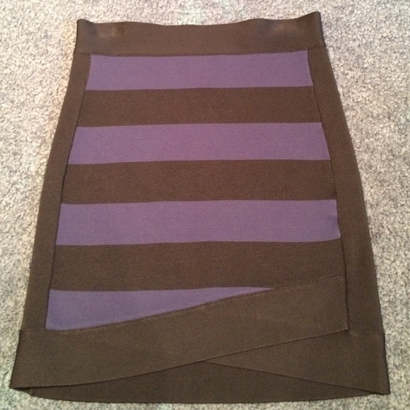 BCBG Max Alina black & blue striped bandage skirt