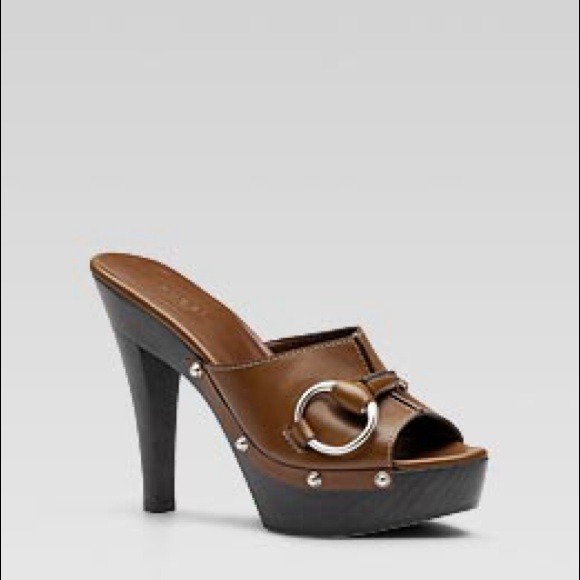 Gucci "Lifford" slides brown leather size 9/9.5