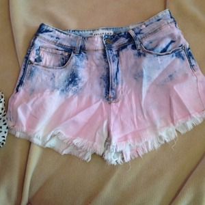 Awesome high waisted tie die frayed jean shorts