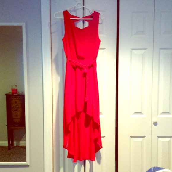 Red high low dress