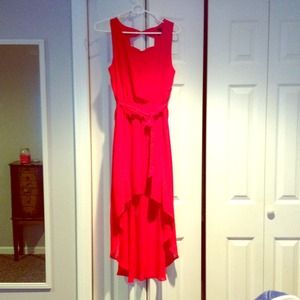 Red high low dress