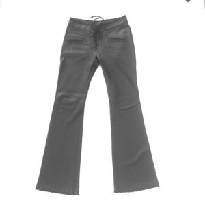 Frankie B leather drawstring boot cut pants