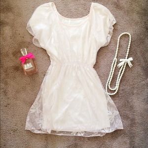 Pink Bow Pattern Lace Dress