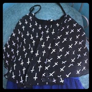 White cross crop shirt