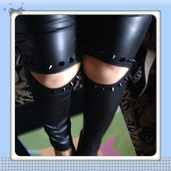 Forever 21 Pants - Forever 21 Black Leather Look-A-Like Leggings M