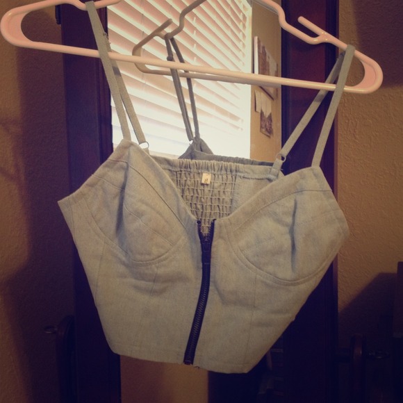 Cute light denim crop top