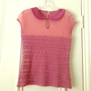 Rose mesh Peter Pan collared blouse