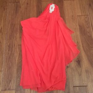 Beautiful Coral One Shoulder Dress