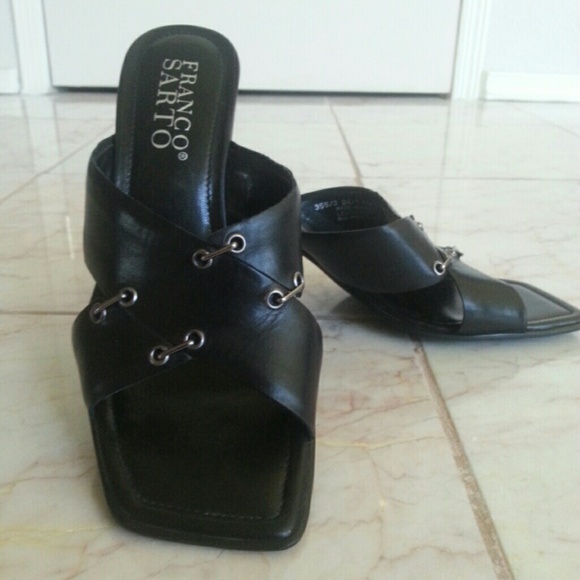 Black Leather Franco Sarto Sandals Size 6.5