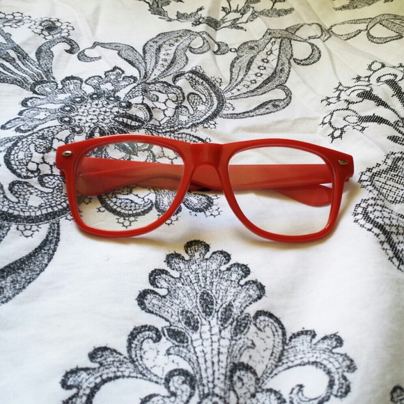 Red Wayfarer Glasses Clear Lens