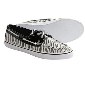 Sperry Bahama Black/White Zebra Sequins Boat Shoe